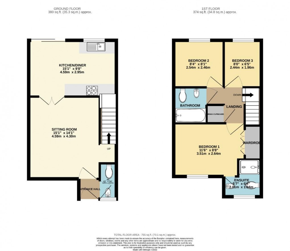 Floorplan for Biggleswade, Bedfordshire