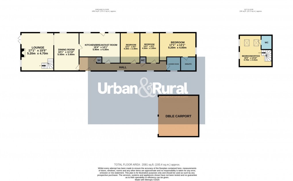 Floorplan for Pulloxhill, Bedfordshire