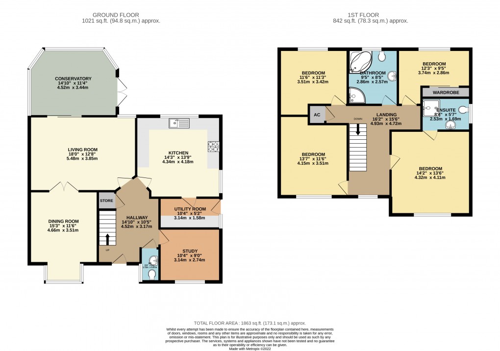 Floorplan for Willen, Milton Keynes, Buckinghamshire