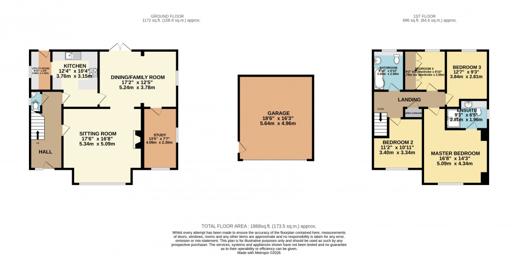 Floorplan for Bedroom Detached Home, North Crawley, Buckinghamshire